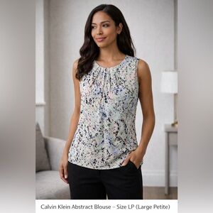 NEW Calvin Klein Abstract Blouse size LP large petite NWT with tags
